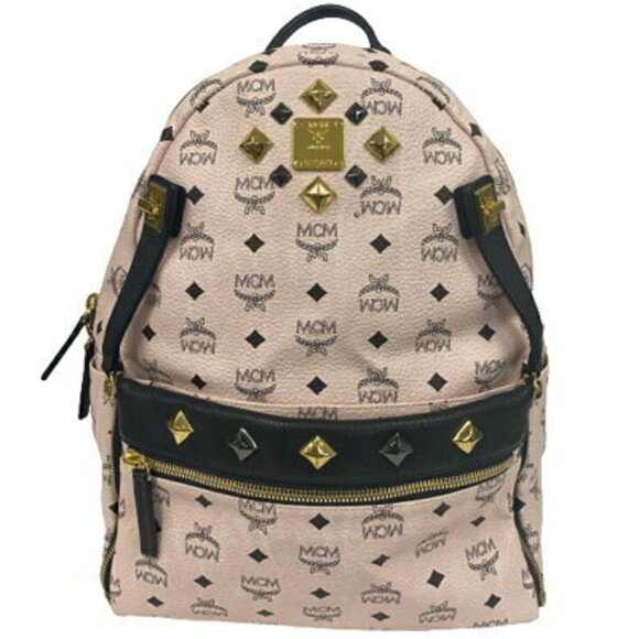 MCM Handbags - MCM Studded Backpack Pink Leather Logo B